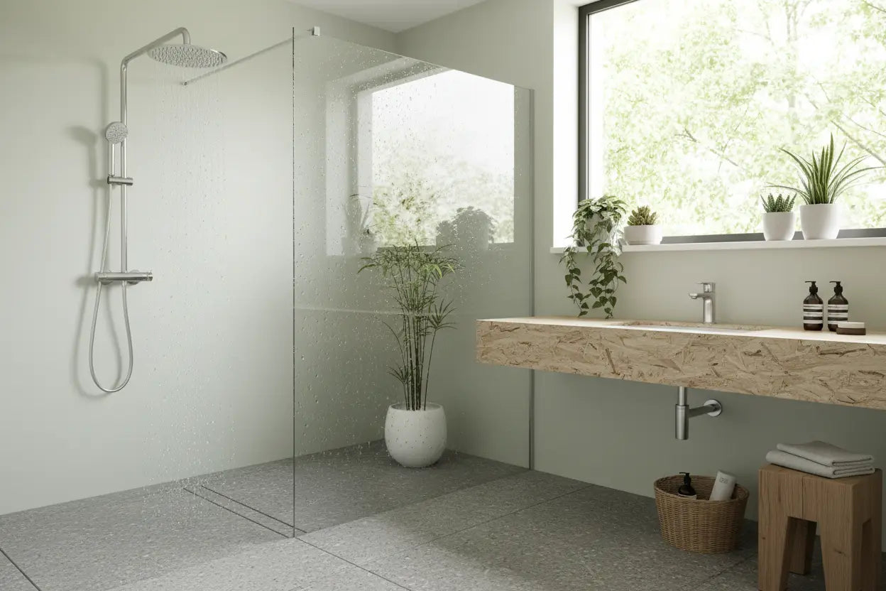 Moderne chrom- Dusche mit minimalistischem Design und Handbrause