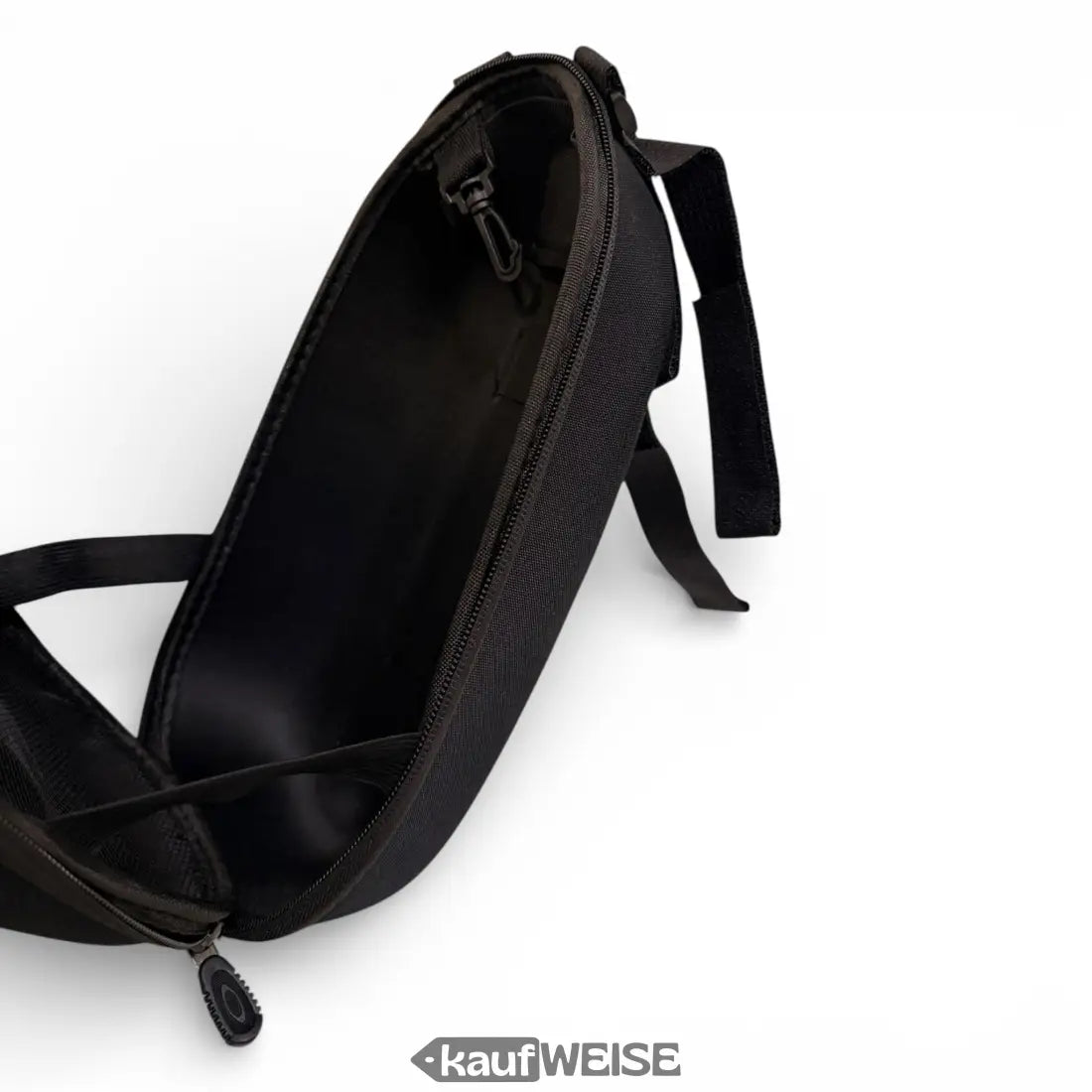 Schwarze Nylon-Crossbody-Tasche mit Reißverschluss für E-Scooter-Ladegeräte