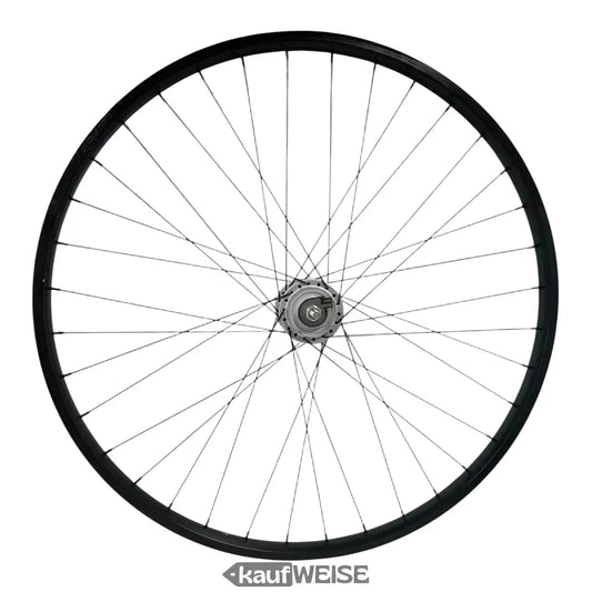 20-Zoll schwarzes Fahrrad-Rad mit silberner Nabe und Speichen, Sturmey Archer HDS12 Nabendynamo